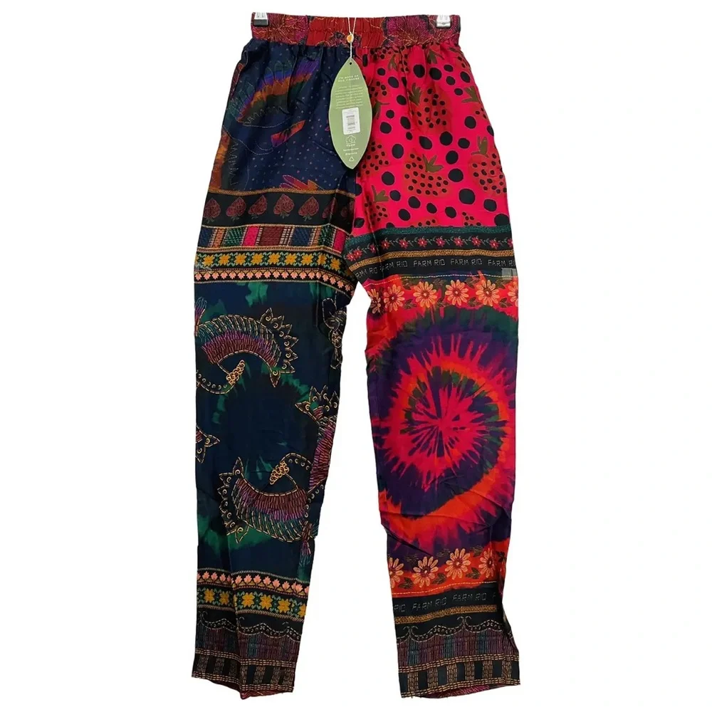 FARM Rio Multicolor Wide-Leg Patchwork Print Pants - Picture 3 of 7
